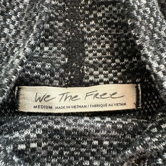 We the Free (Free People) black & gray knit turtleneck long sleeve top size M - Picture 6 of 11